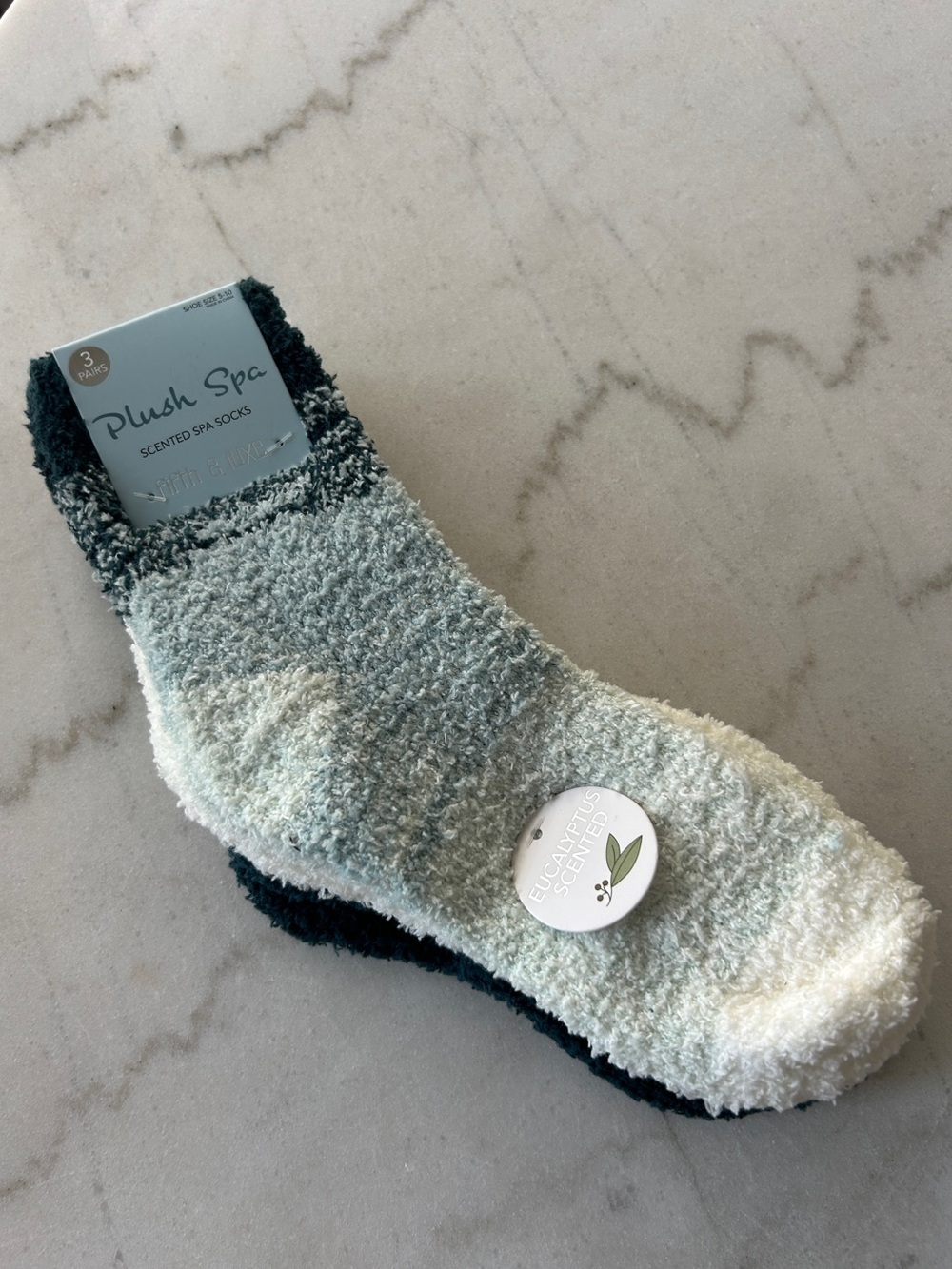 Eucalyptus Scented Cozy Spa Socks - Light Teal & Dark Green